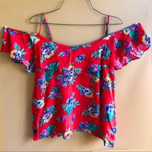 Off the Shoulder Red Ruffle Top